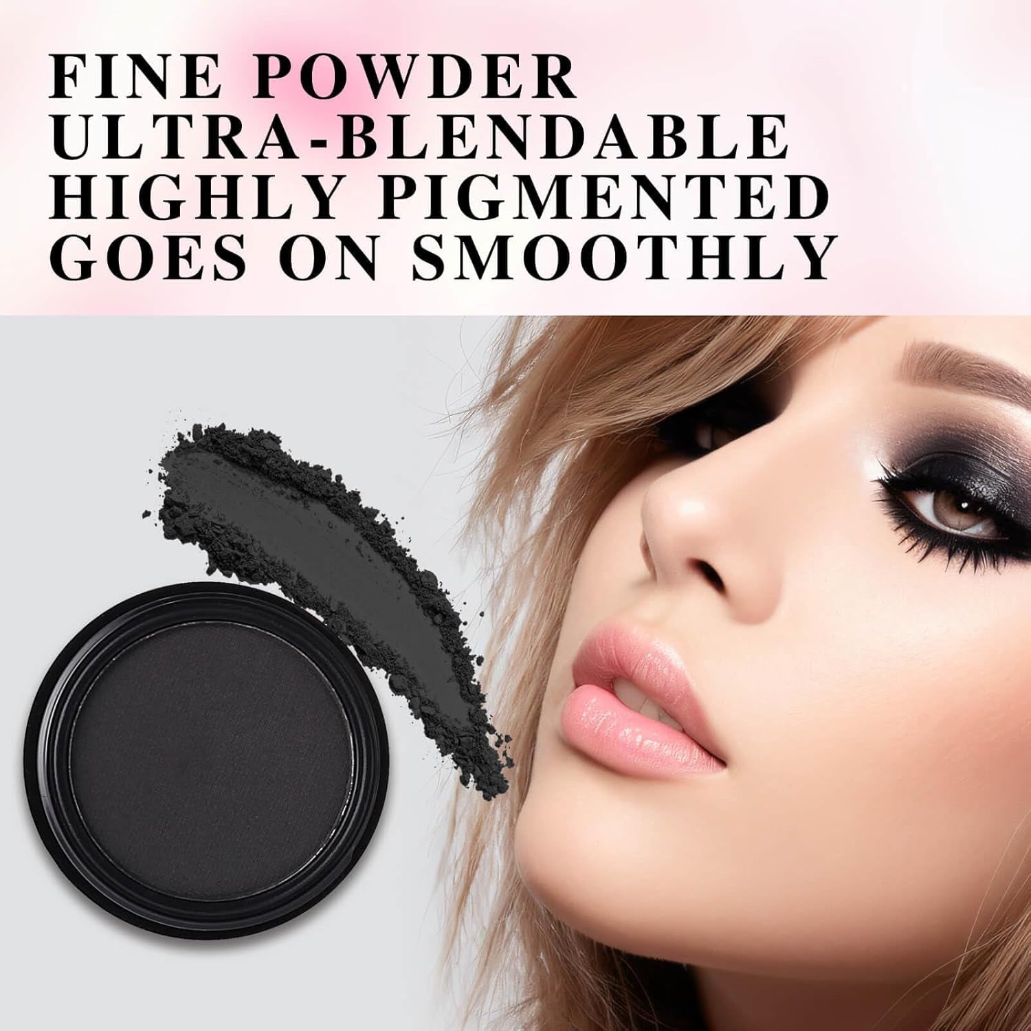 Black Single Eyeshadow,Pressed Powder Matte Eye Shadow,Ash Eye Black Special Effects Powder,Opaque Vegan Cruelty Free Eyeshadow for Halloween Goth Gothic Skull Makeup,Day & Night