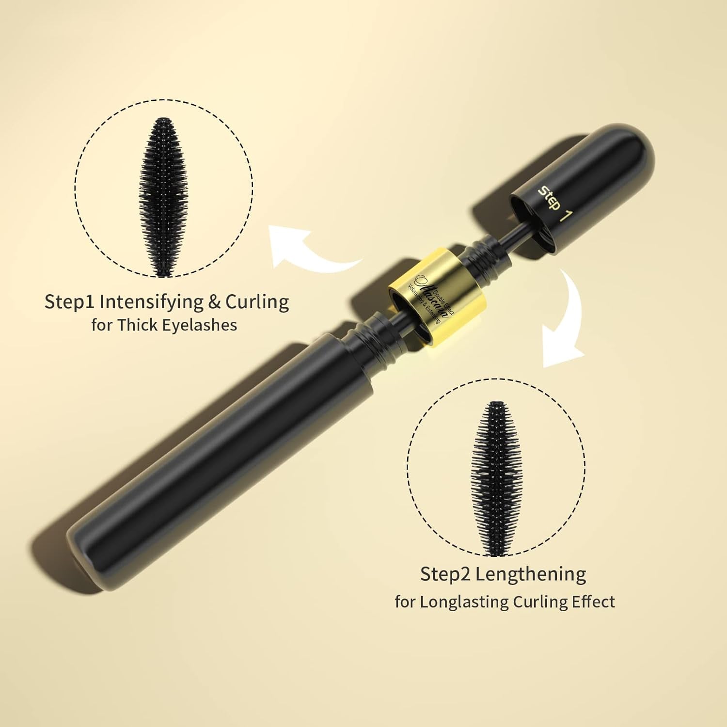 2 in 1 Lash Mascara - 4D Lashes Mascara with Black Mascara for 5X Longer Waterproof Wear Lasting No Clumping Superstrong (2-1PCS)