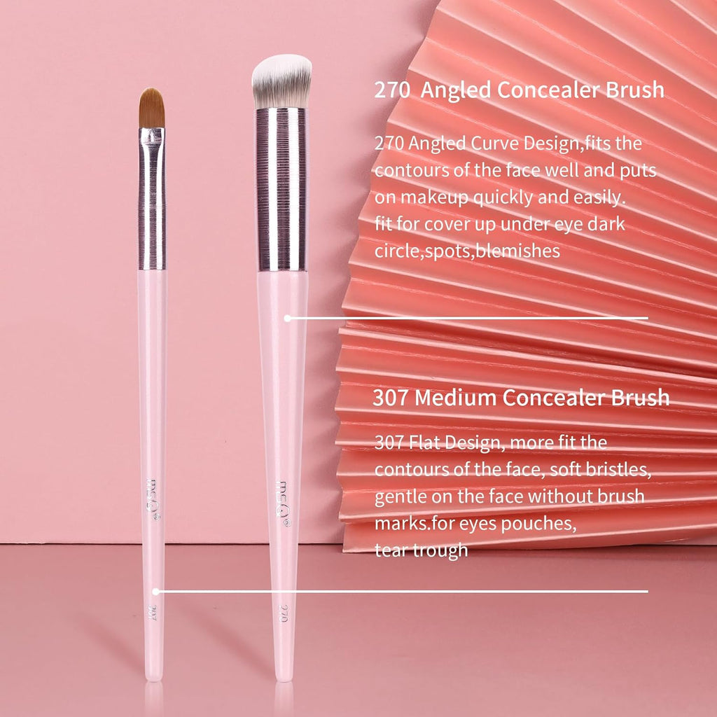 2Pcs Concealer Brush Angled Top Concealer Makeup Brush under Eye Mini Angled Brush Nose Contour Brush Small Makeup Foundation Brushes for Concealer Powder Cream Liquid Makeup Pink