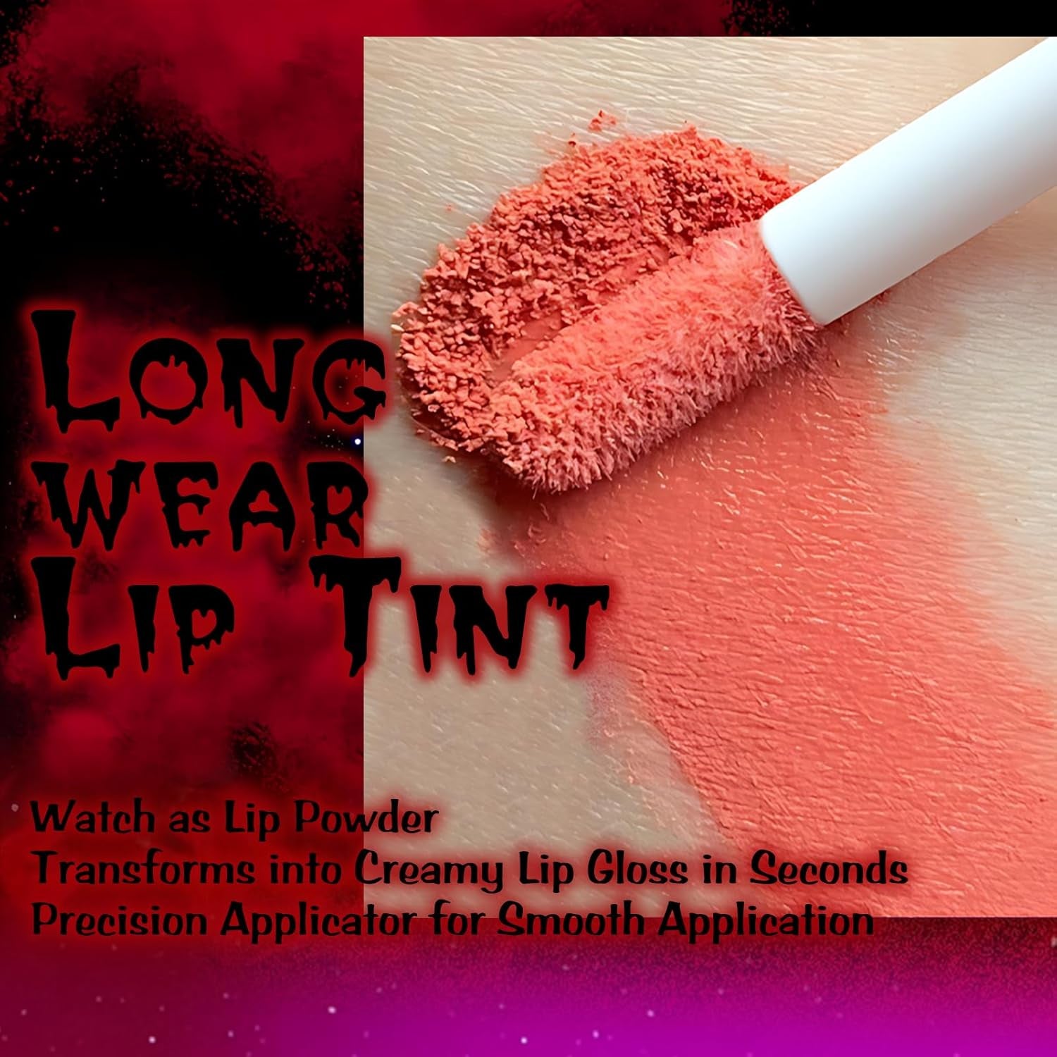 Blood Red Lipstick Black Grey Blue Halloween Makeup Kit, 3 Colors Matte Melting Lip Powder Cream Lip Gloss Glitter for Women Long Lasting Highly Pigmented Lips Eyes & Cheeks Tint Goth Cosplay