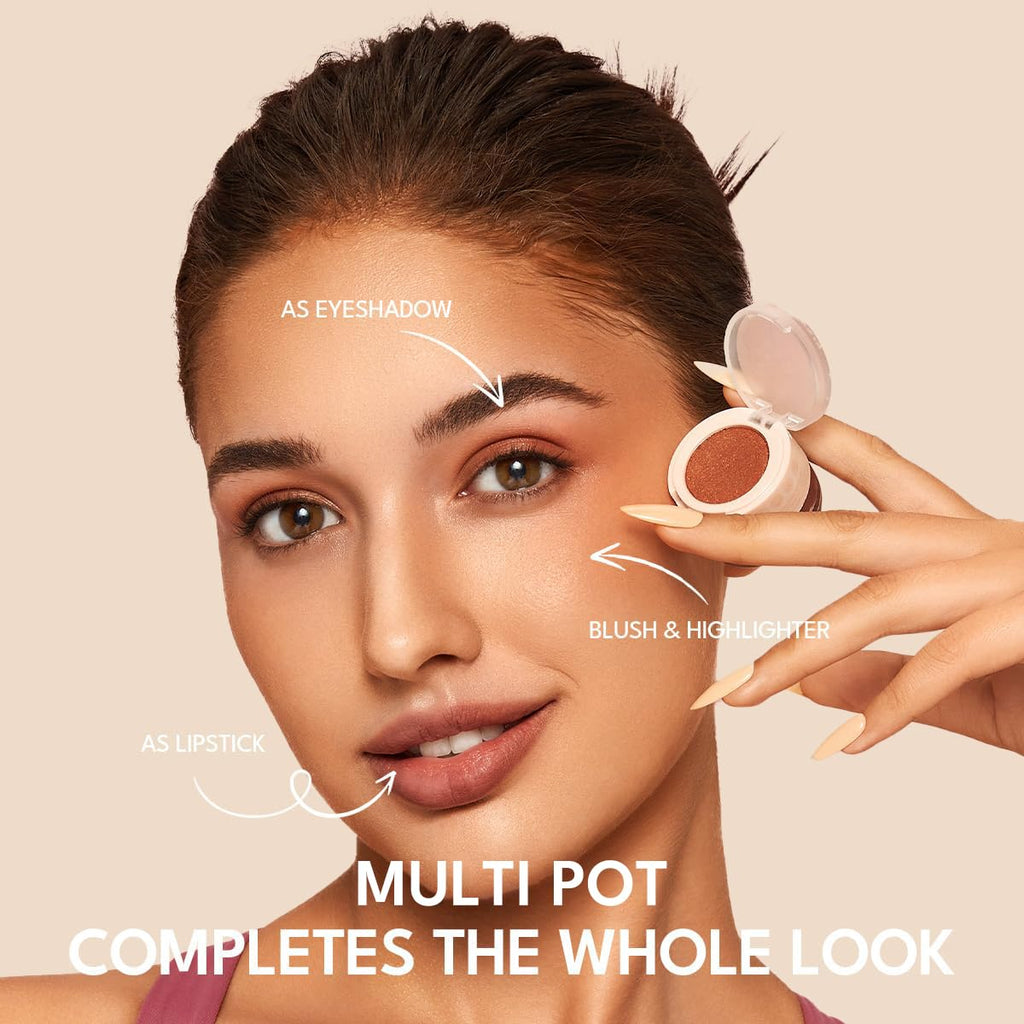 Cream Blush for Cheeks and Eye, Shimmer Eye Shadow Palette Pigmented Pink Blush Make up Sets 2PCS - #002 + #003