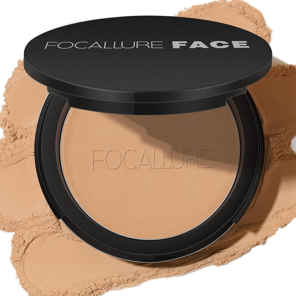 Flawless Pressed Powder, Control Shine & Smooth Complexion, Pressed Setting Powder Foundation Makeup, Portable Face Powder Compact, Long-Lasting Matte Finish, Nude