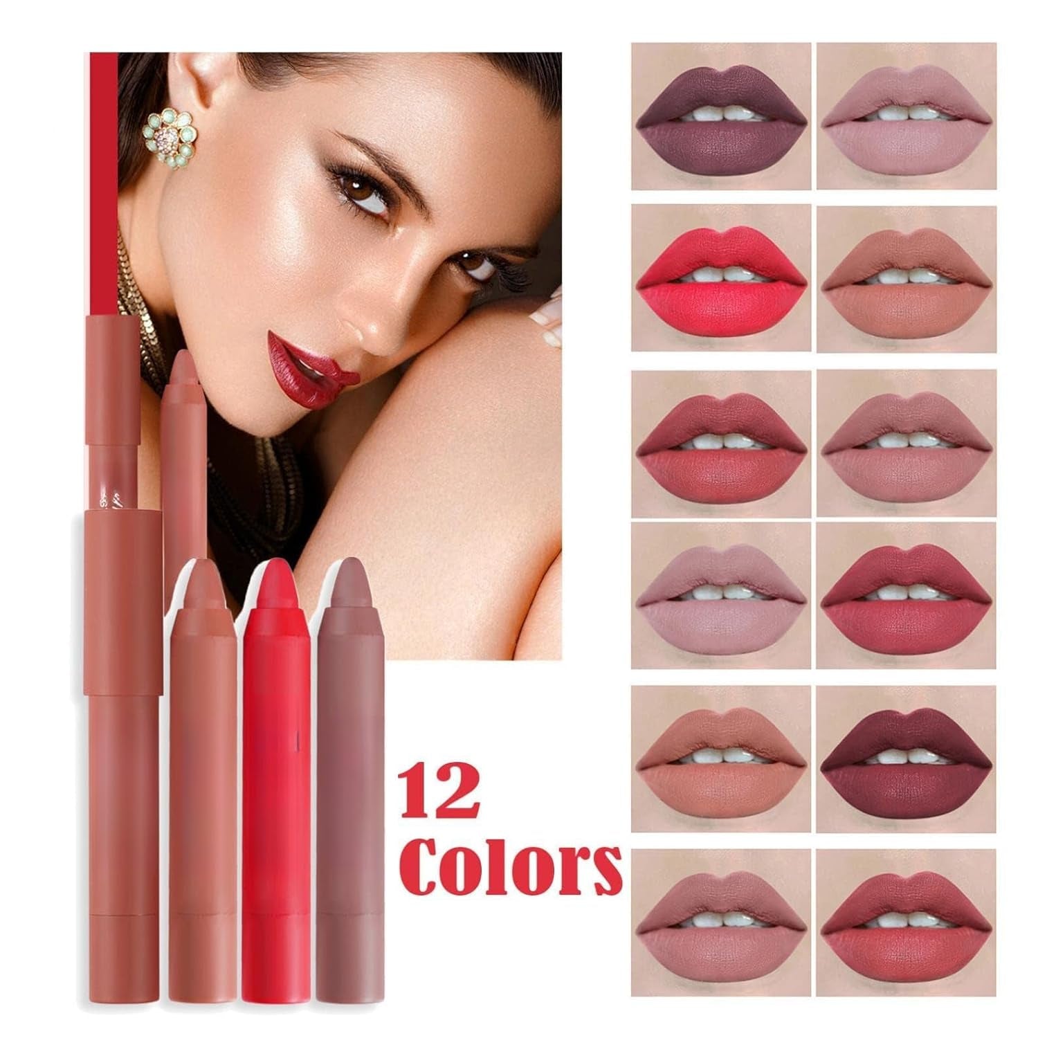 Matte Velvet Lipstick Lip Crayon Nourishing Non-Stick Cup Lip Stain Lip Gloss,Long-Lasting Waterproof Lip Stick Lip Makeup for Women (9)