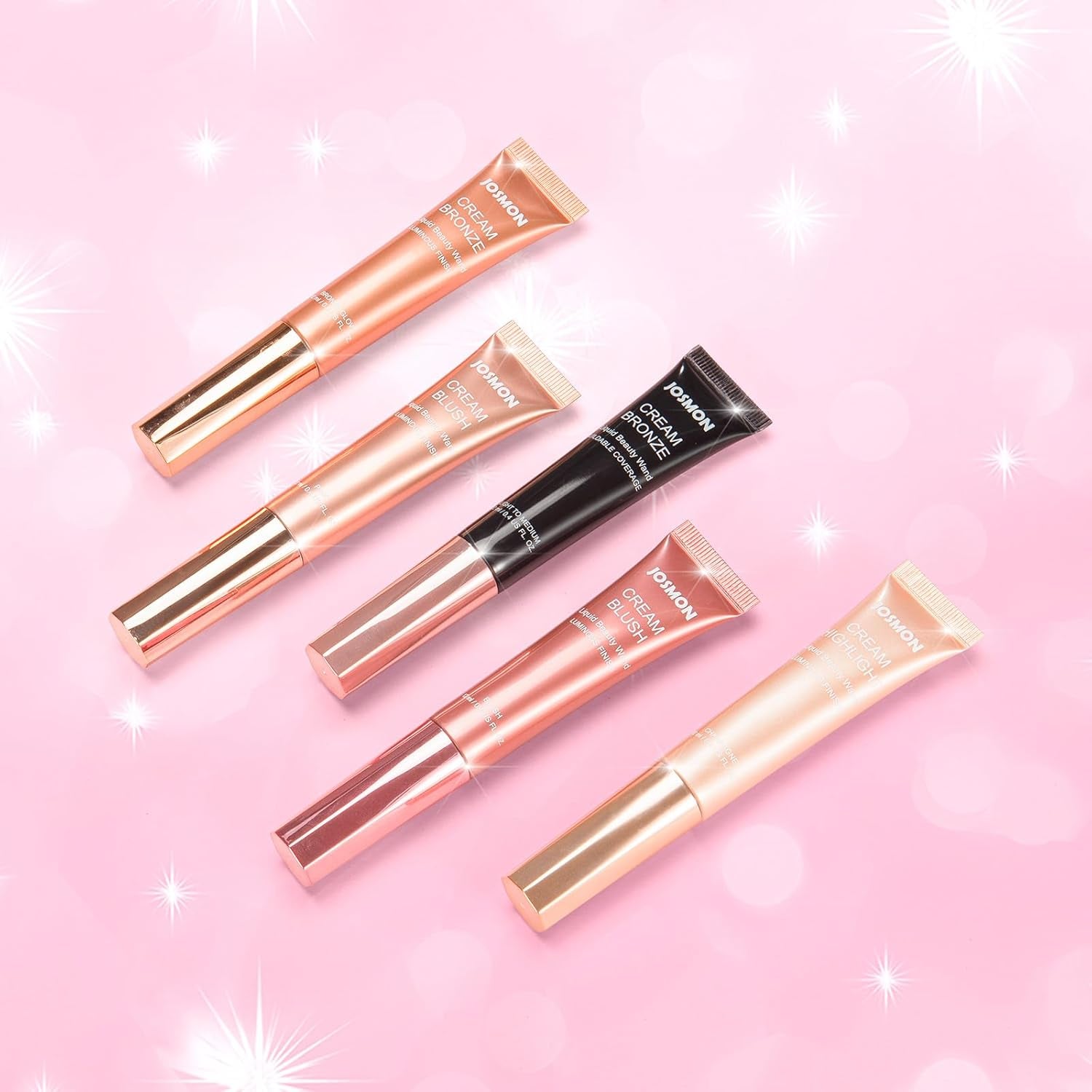 Liquid Highlighter Liquid Blush Bronzer Matte Contour Wand with Soft Cushion Applicator, Creamy and Longwear Formula for Face Makeup, Shimmer Finish Highlight and Glow, Comes in 7 Colors, 0.4Ozs Light to Medium 161