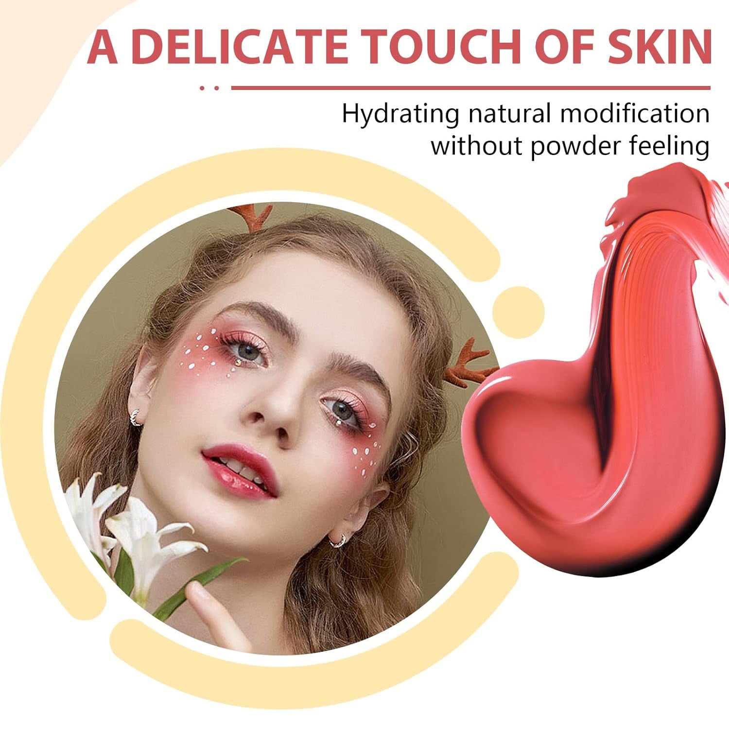 Blush Pen,Beauty Liquid Blush Stick with Cushion,Matte Face Blush,Natural Silky Smooth Creamy Liquid Blush Wand, Lightweight Blendable Blush Stick for Cheek Lip(03# Blush-Cherry Red)