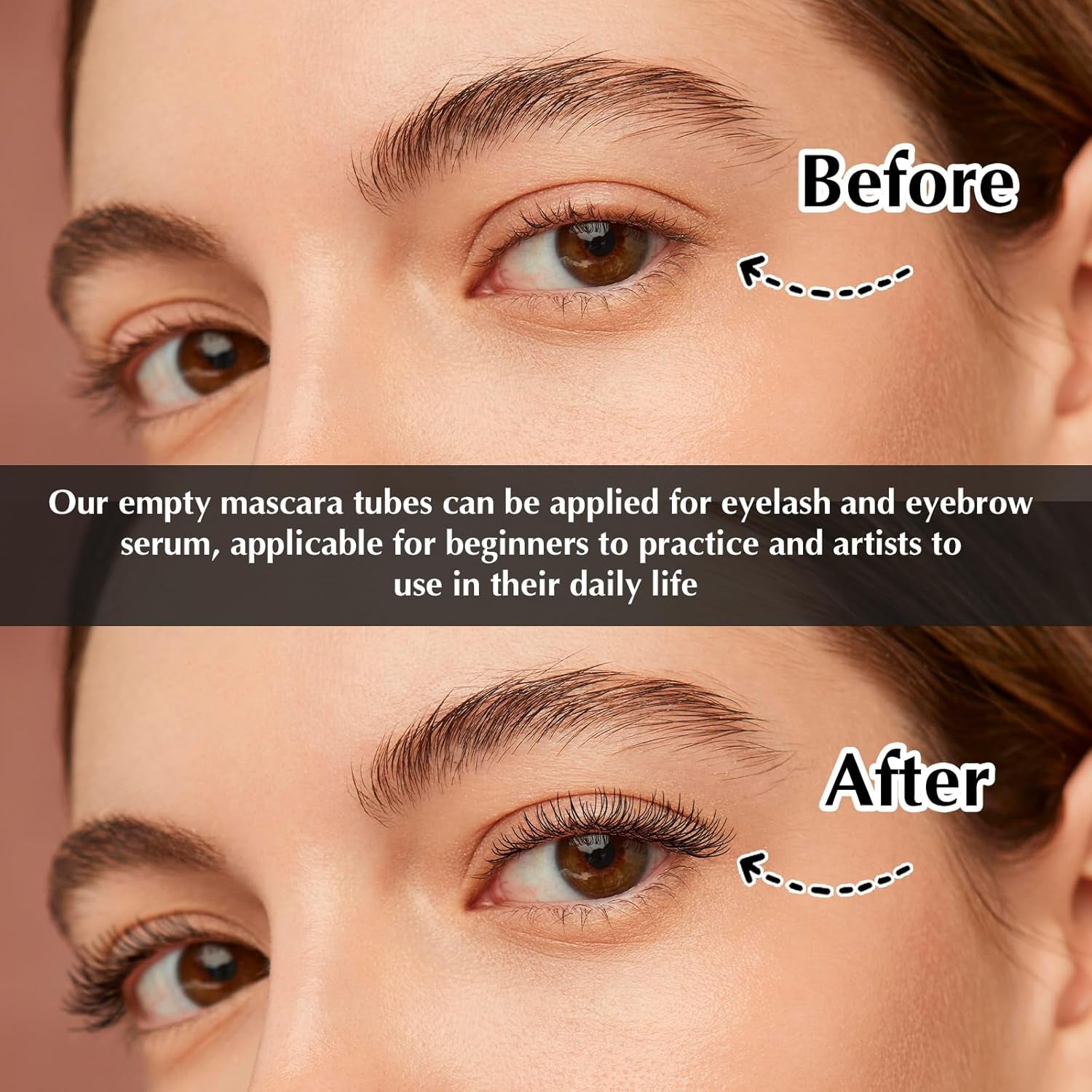 10Ml 10Pcs Empty Mascara Tube and Wand,  Empty Eyelash Serum Tube, Mini Eyelash Bottle with Brush Refillable Clear Mascara Containers for Castor Oil with Leak Stoppers