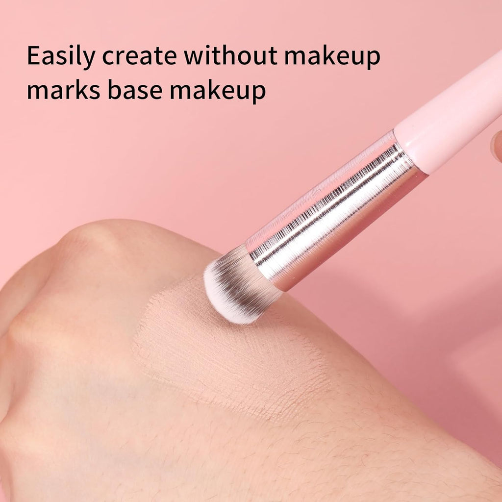 2Pcs Concealer Brush Angled Top Concealer Makeup Brush under Eye Mini Angled Brush Nose Contour Brush Small Makeup Foundation Brushes for Concealer Powder Cream Liquid Makeup Pink