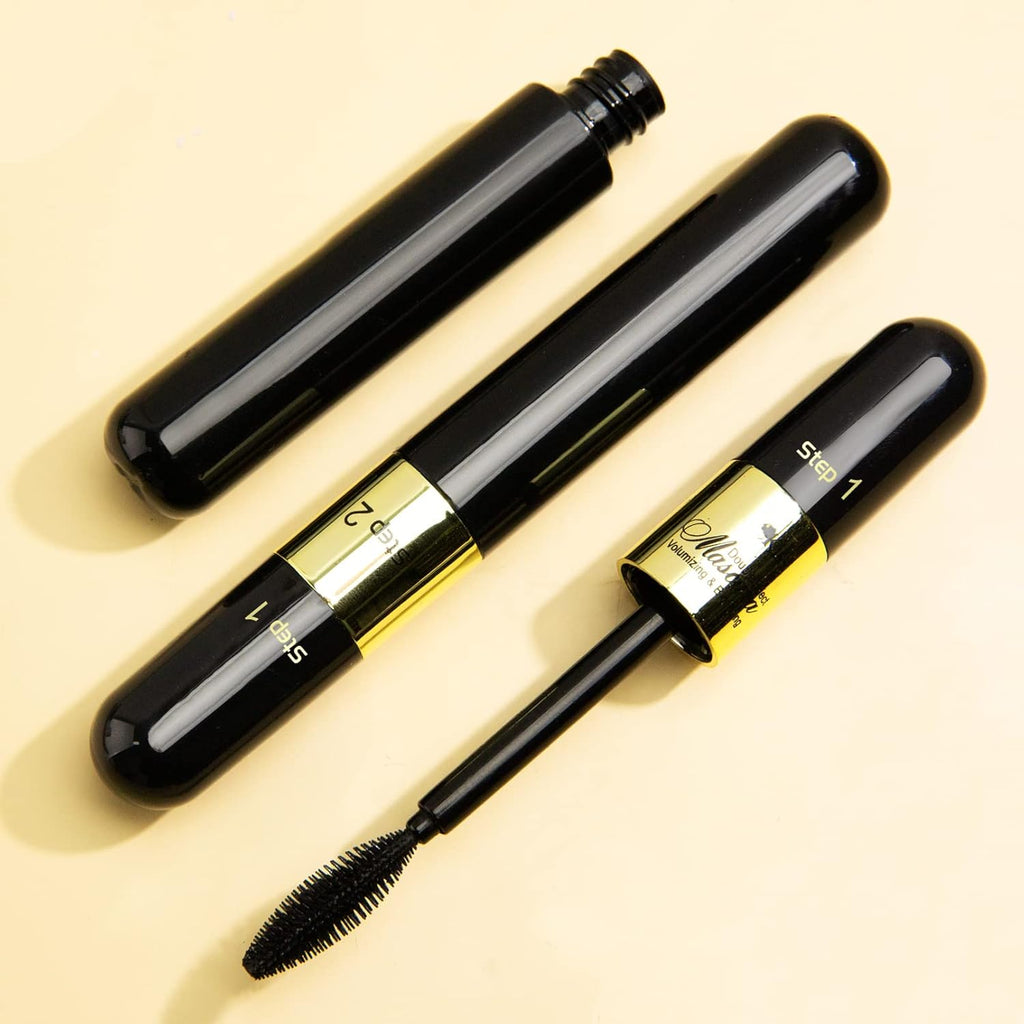 2 in 1 Lash Mascara - 4D Lashes Mascara with Black Mascara for 5X Longer Waterproof Wear Lasting No Clumping Superstrong (2-1PCS)