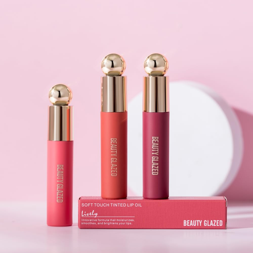 Hydrating Lip Care Lip Tint, Moisturizing Lip Oil,Shiny Lip Glow Vegan Plumping Lip Gloss for Dry Lips (105, Travel Size)