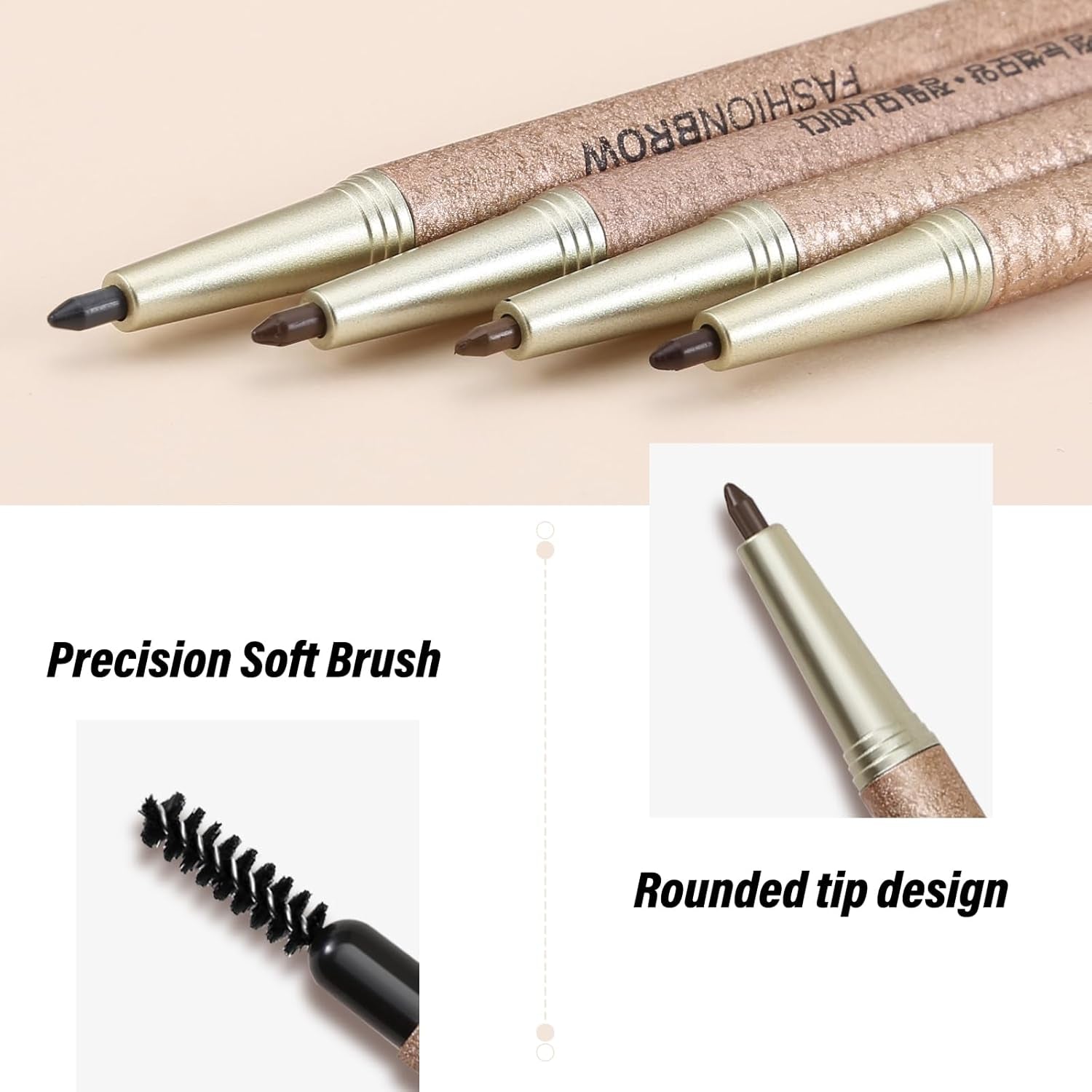 Eyebrow Pencil Kit, Eyebrow Filler Pencil with Brush, Long Lasting Shaping Brow Pen, with 3 Replacement Refills and Brow Stencils