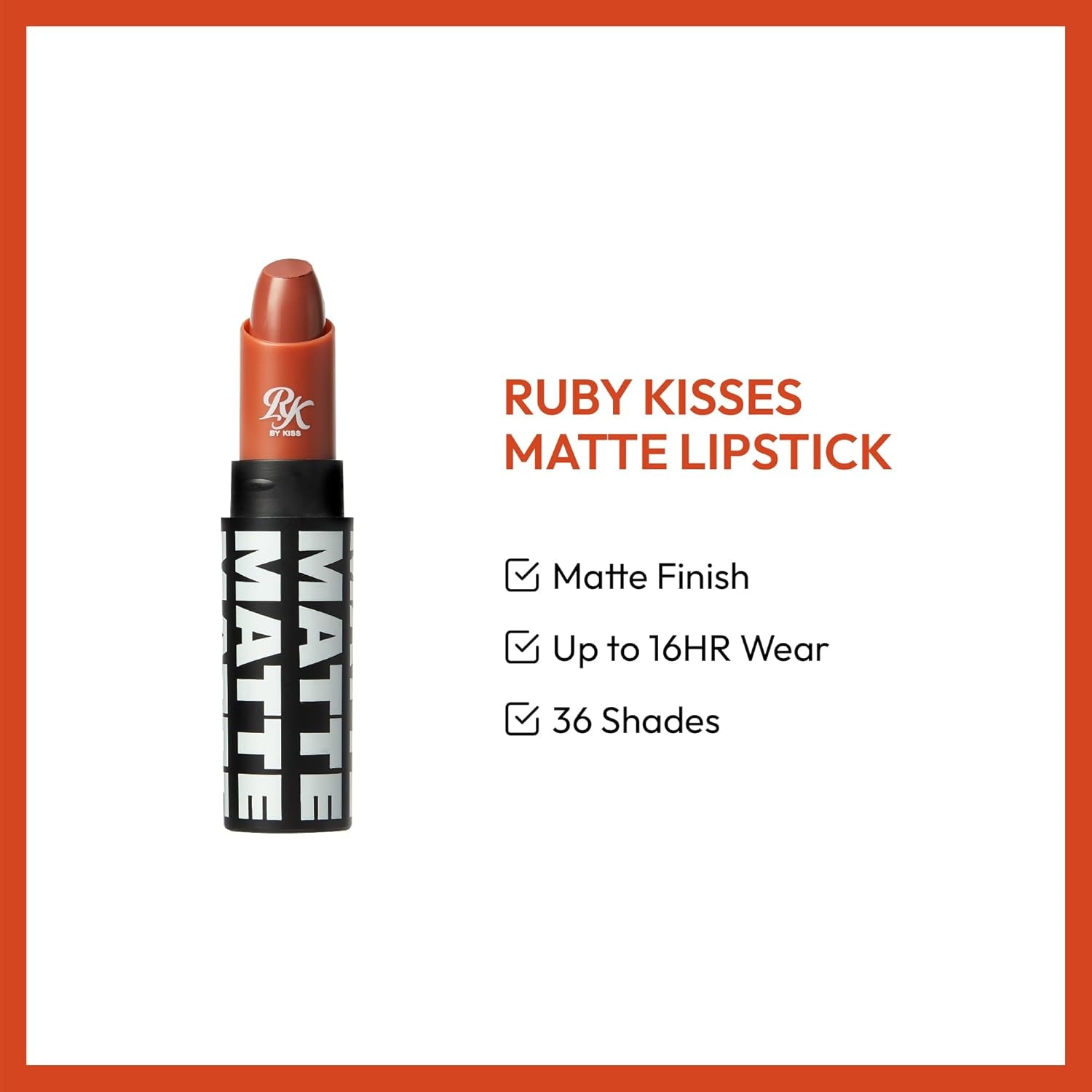 Lipstick, Matte Finish, Long-Lasting, Highly Pigmented, Smooth Apply, Full Coverage Lip Color Makeup (Warm Sienna)