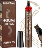 Eyebrow Pen - Eyebrow Pencil Magical Upgraded Eye Brow Pencils for Women with 4 Fork Tip & Spoolie Brush for Hair-Like Natural Brows, Last All-Day, Microblading Eyebrow Pen, Light Brown