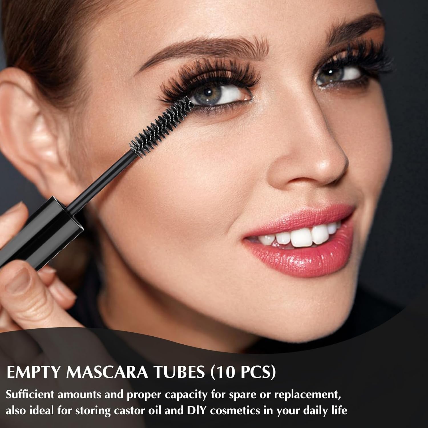 10Ml 10Pcs Empty Mascara Tube and Wand,  Empty Eyelash Serum Tube, Mini Eyelash Bottle with Brush Refillable Clear Mascara Containers for Castor Oil with Leak Stoppers