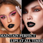 Black Matte Liquid Lipstick,3 in 1 Black Lip Liner and Lipstick Set,Matte Lip Gloss Long Lasting Moisturizing Velvet Lipgloss Make up Gift Set Cosplay Goth Halloween Special Effects Makeup Kit