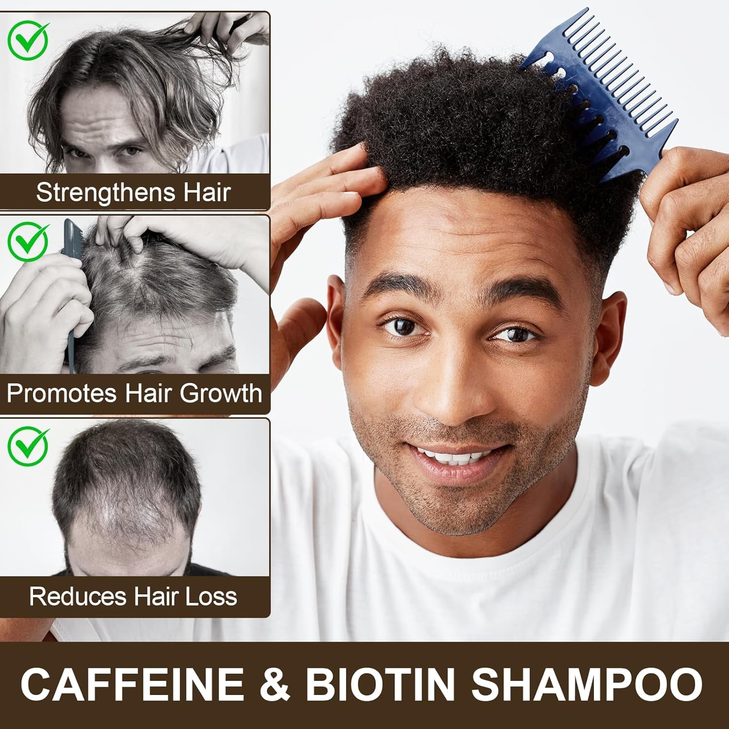 Caffeine Shampoo Cleanses Scalp, Promotes Natural Hair Growth - Men'S Scalp Tonic for Thinning Hair