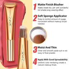 Blush Pen,Beauty Liquid Blush Stick with Cushion,Matte Face Blush,Natural Silky Smooth Creamy Liquid Blush Wand, Lightweight Blendable Blush Stick for Cheek Lip(03# Blush-Cherry Red)