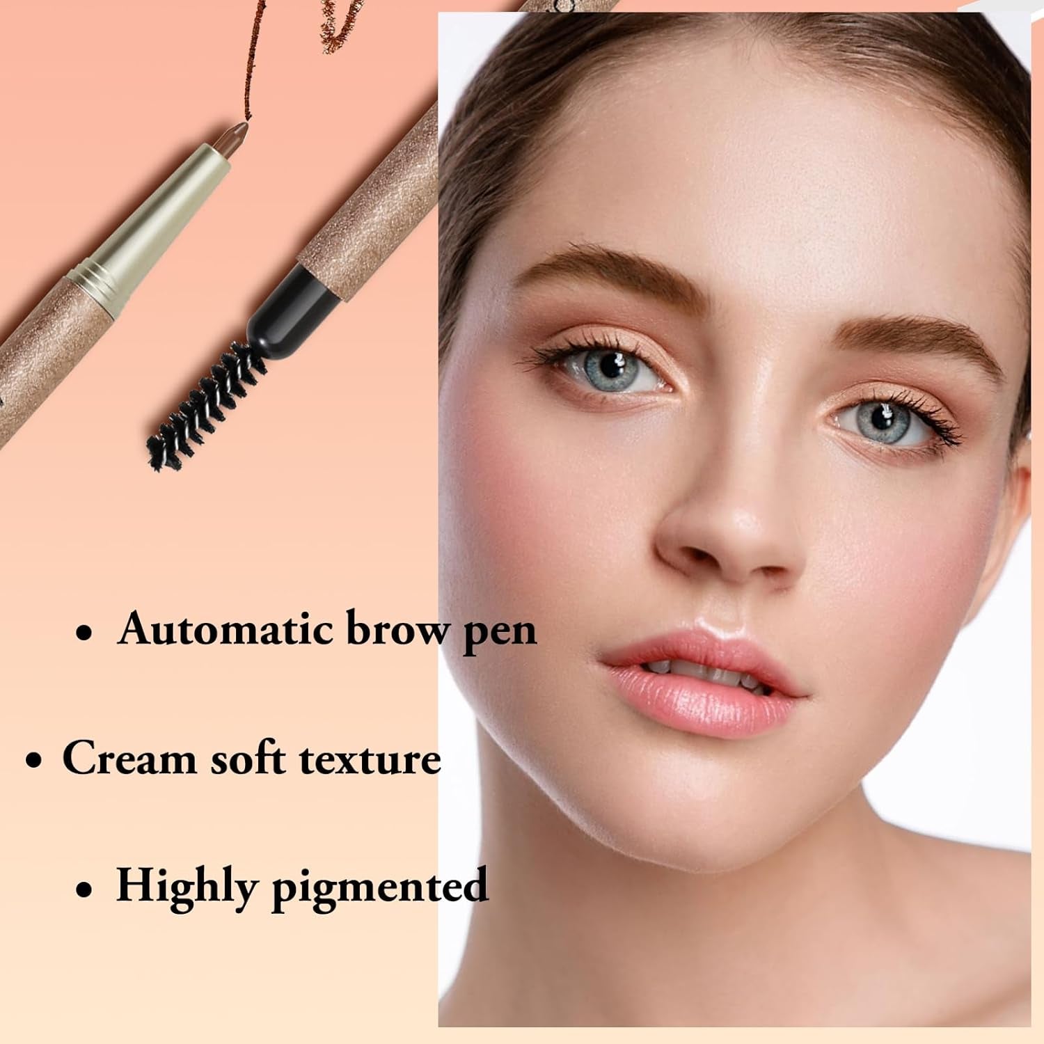 Eyebrow Pencil Kit, Eyebrow Filler Pencil with Brush, Long Lasting Shaping Brow Pen, with 3 Replacement Refills and Brow Stencils