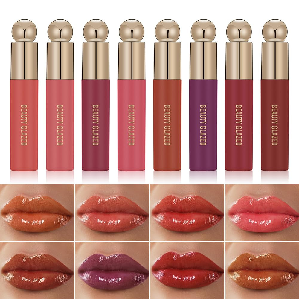 Hydrating Lip Care Lip Tint, Moisturizing Lip Oil,Shiny Lip Glow Vegan Plumping Lip Gloss for Dry Lips (105, Travel Size)