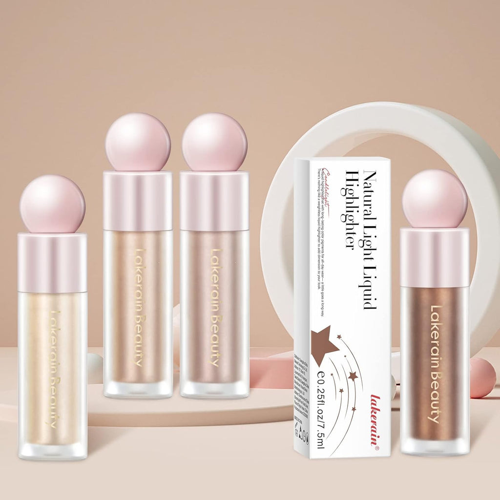 Liquid Highlighter Makeup, Natural Silky Shimmer Finish Liquid Face Highlighter, Highly Pigmented, Lightweight, Blendable, Soft Cream Highlighter for Face (#04 Bronze Gold Shimmer)
