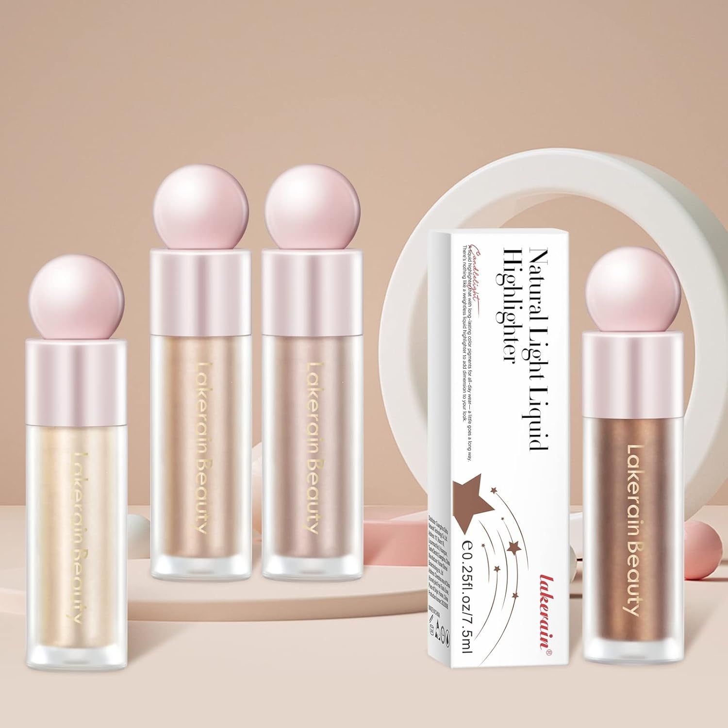 Liquid Highlighter Makeup, Natural Silky Shimmer Finish Liquid Face Highlighter, Highly Pigmented, Lightweight, Blendable, Soft Cream Highlighter for Face (#04 Bronze Gold Shimmer)