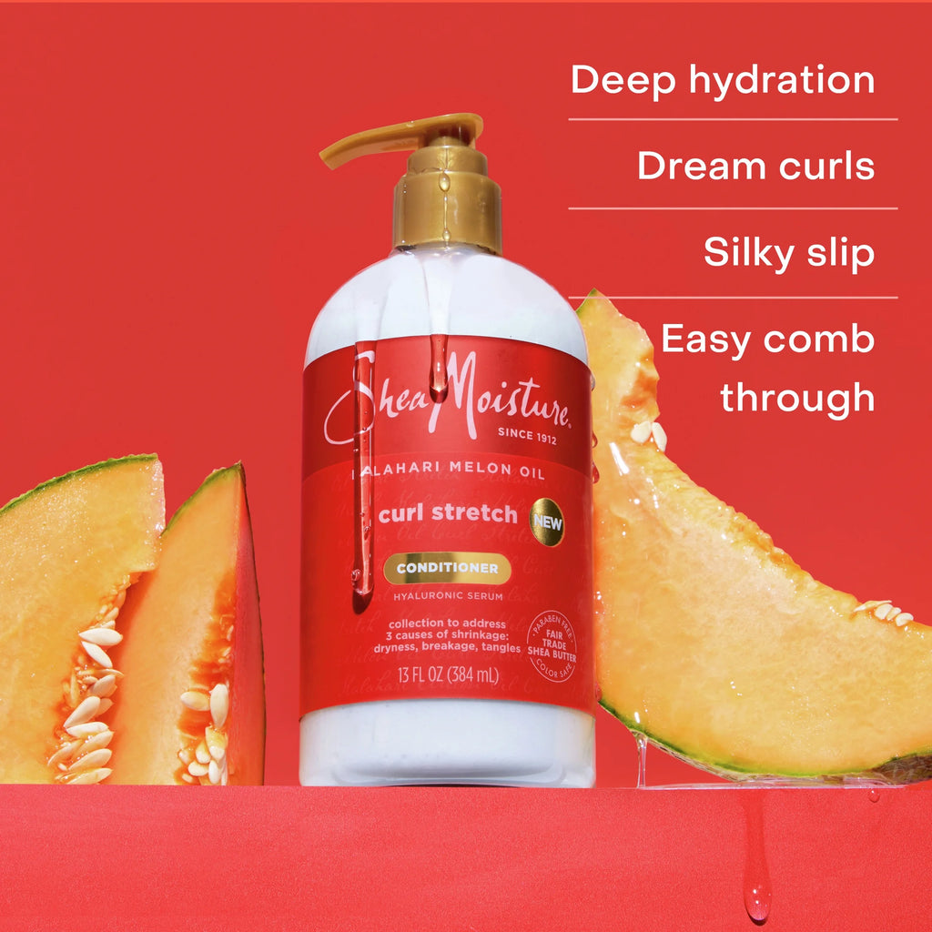 Curl Stretch Detangling Conditioner Kalahari Melon Oil Infused with Hyaluronic Serum Type 4 Curly Hair, 13 Oz