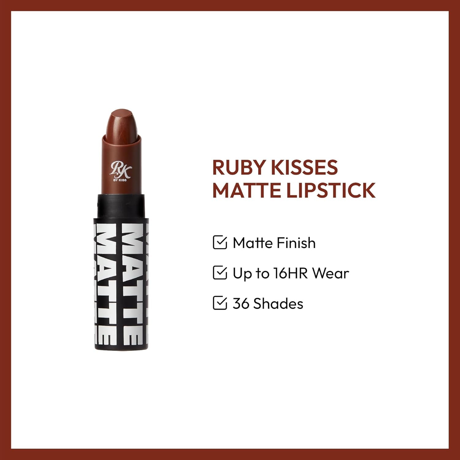 Lipstick, Matte Finish, Long-Lasting, Highly Pigmented, Smooth Apply, Full Coverage Lip Color Makeup (Espresso)