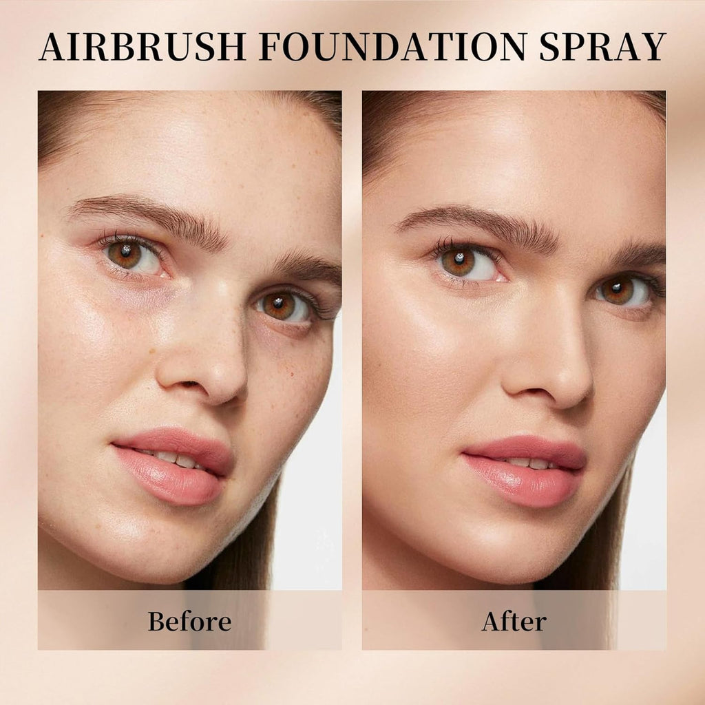 Airbrush Foundation Spray,Hydrates and Moisturizes,Silk Lightweight,Waterproof Foundation for Mature Skin,Buildable Coverage,Base De Maquillaje (01 Natural)