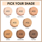 Flawless Pressed Powder, Control Shine & Smooth Complexion, Pressed Setting Powder Foundation Makeup, Portable Face Powder Compact, Long-Lasting Matte Finish, Nude