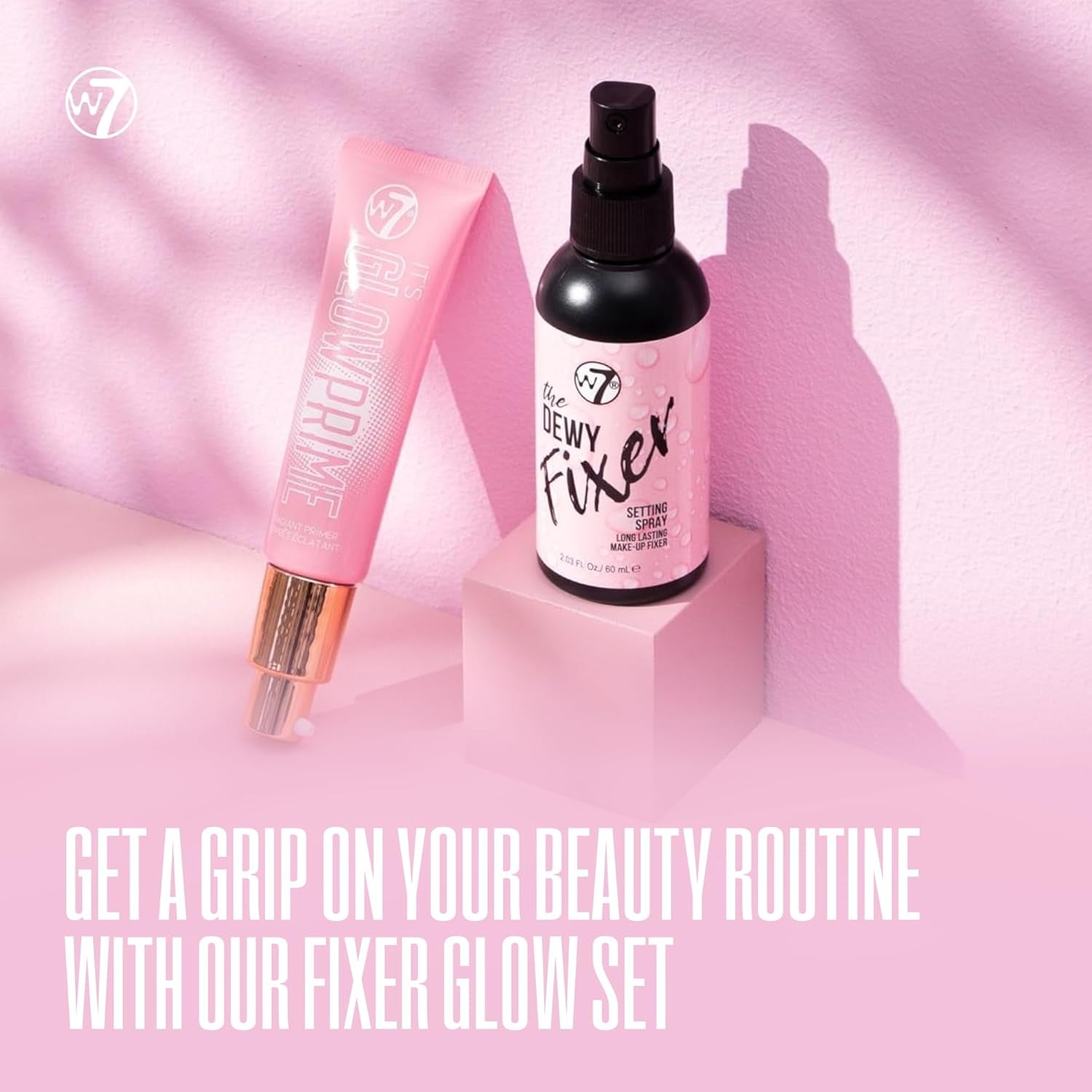 the Fixer Glow Set - Makeup Primer & Setting Spray Duo for Radiant, Dewy Finish - Golden Sheer Coverage, Lightweight & Non-Sticky