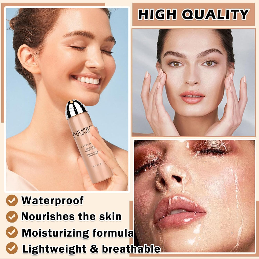 Airbrush Foundation Makeup Airbrush Flawless Setting Spray Foundation Makeup Lightweight Breathable Matte Foundation for Natural Radiant Finish-（02 Beige）