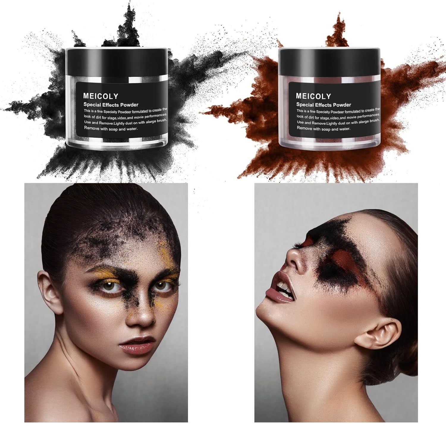 Black Special Effects Powder,Ultrafine Loose Dirt Powder for Stage,Video and Movie Performances,Professional Special Effect Makeup Powder for Halloween,Charred Ash,0.88Oz