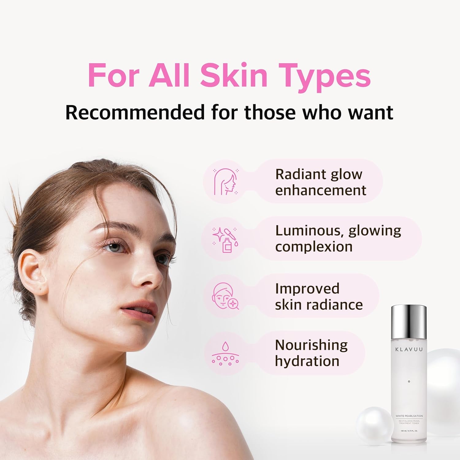 Hydrating Milky Toner with Pearl & Niacinamide – Facial Toner for Skin Glow, Wrinkle Care & Moisture Balance, Korean Skincare (4.76Oz)