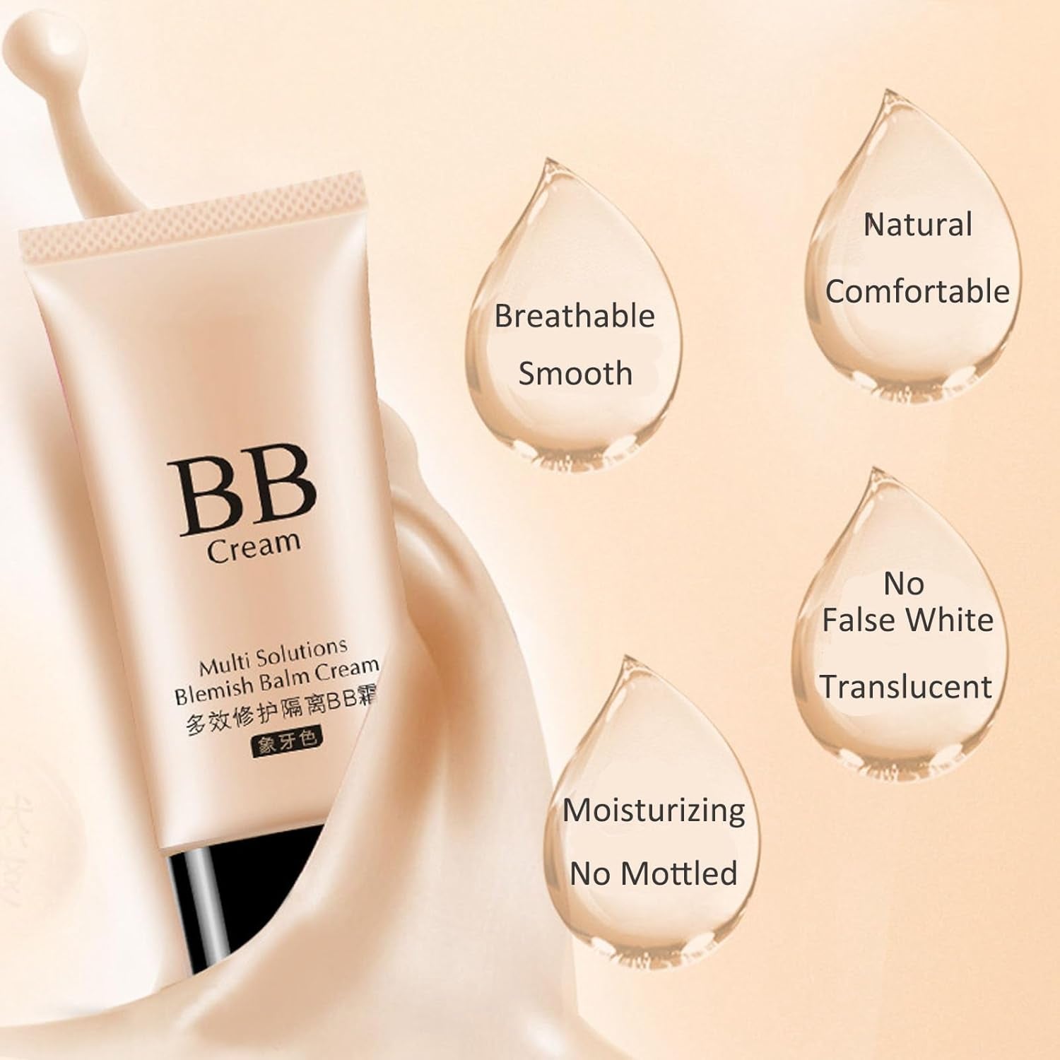 Hydrating BB Cream, Tinted Moisturizer BB Cream for Natural Skin Types, Multi Effect Foundation Primer BB Cream, Full-Coverage Foundation and Concealer, Evens Skin Tone, Oil-Free, Medium