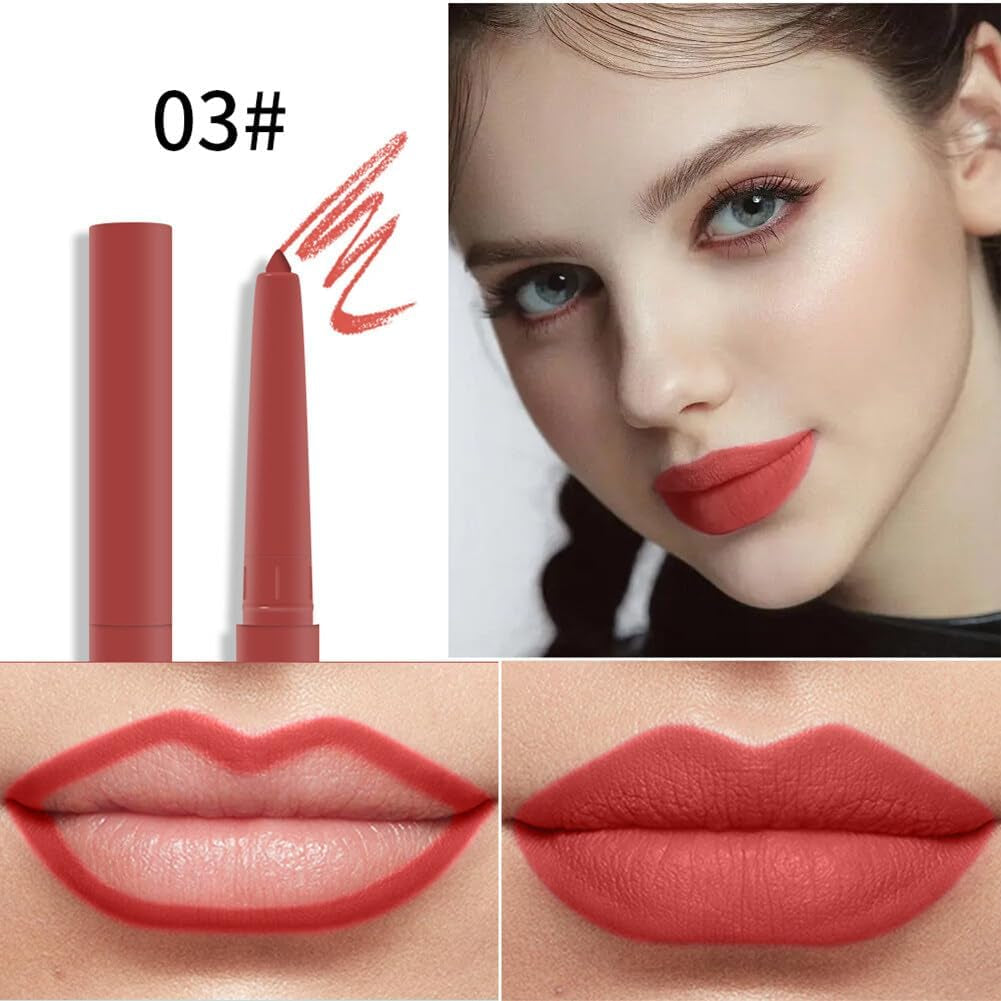 2Pcs Matte Lip Liner Pens, One Step Lips Makeup Pigment Velvety Nude Lip Stain Waterproof Lip Gloss Long Lasting Lipstick Lip Contour Makeup Lip Liner Shaping Cosmetic Tool, Type 6