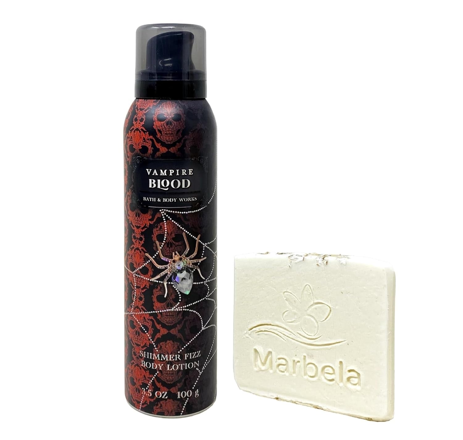 Vampire Blood Shimmer Fizz Body Lotion with a Natural Oats Sample Soap