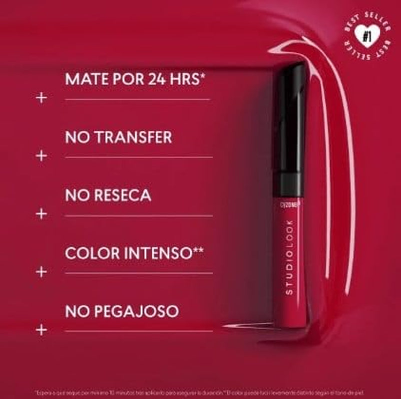 Cyzone Studio Look Intense Color Liquid Lipstick, Long-Lasting, High Fixing, Color: Deep Red .20 Oz (6Ml)