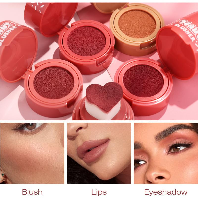 Stamp Liquid Blush Stamp Blush with Heart Shaped Applicator Natural Long Lasting Blush, Light and Airy Makeup for Women (4)