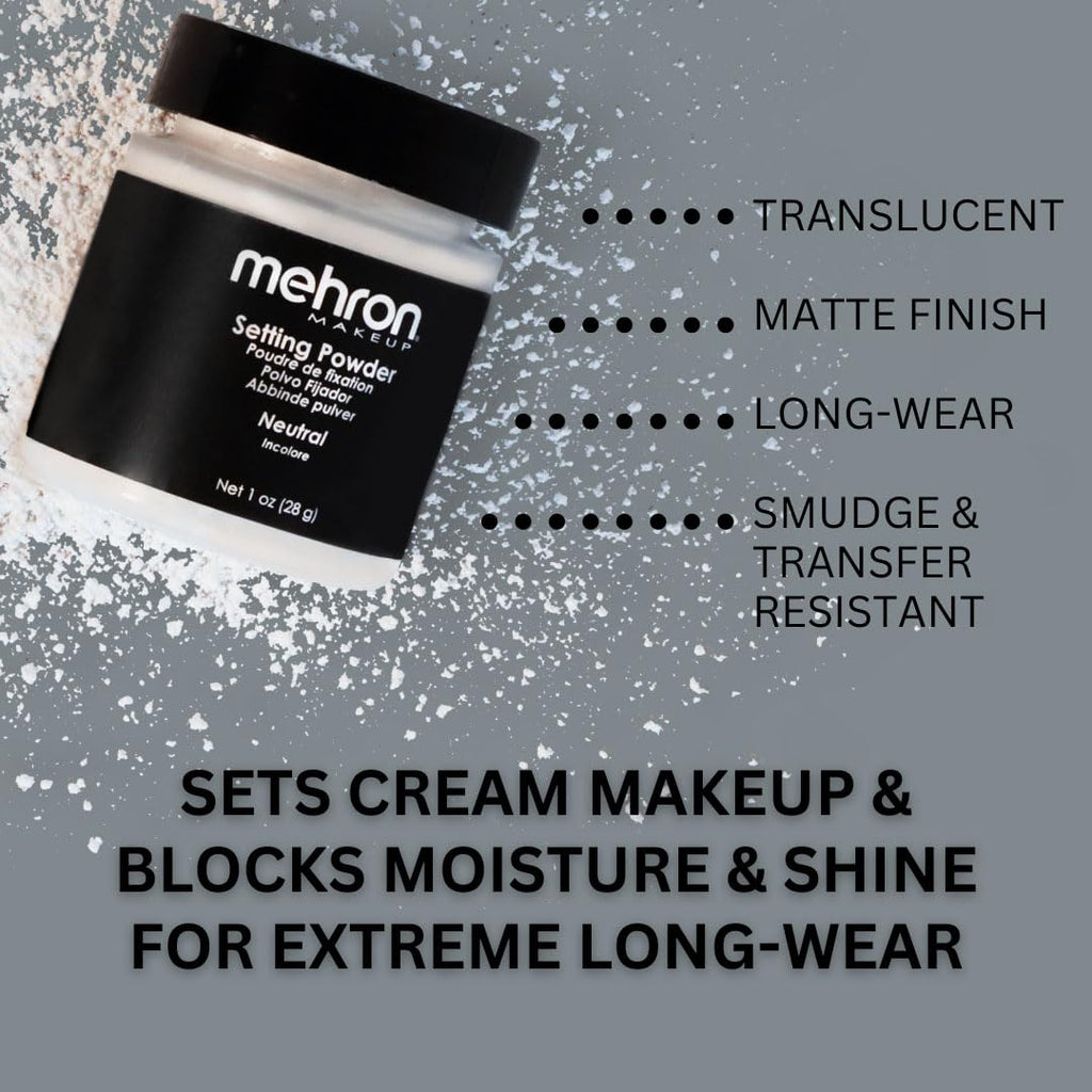 Makeup Setting Powder | Loose Powder Makeup | Perfect for Halloween 1 Oz (28 G) (Neutral)