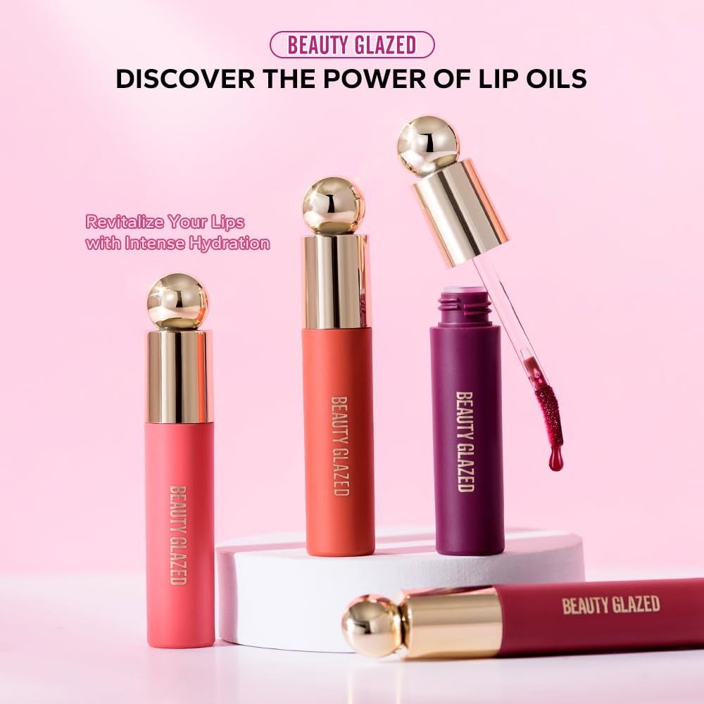 Hydrating Lip Care Lip Tint, Moisturizing Lip Oil,Shiny Lip Glow Vegan Plumping Lip Gloss for Dry Lips (105, Travel Size)