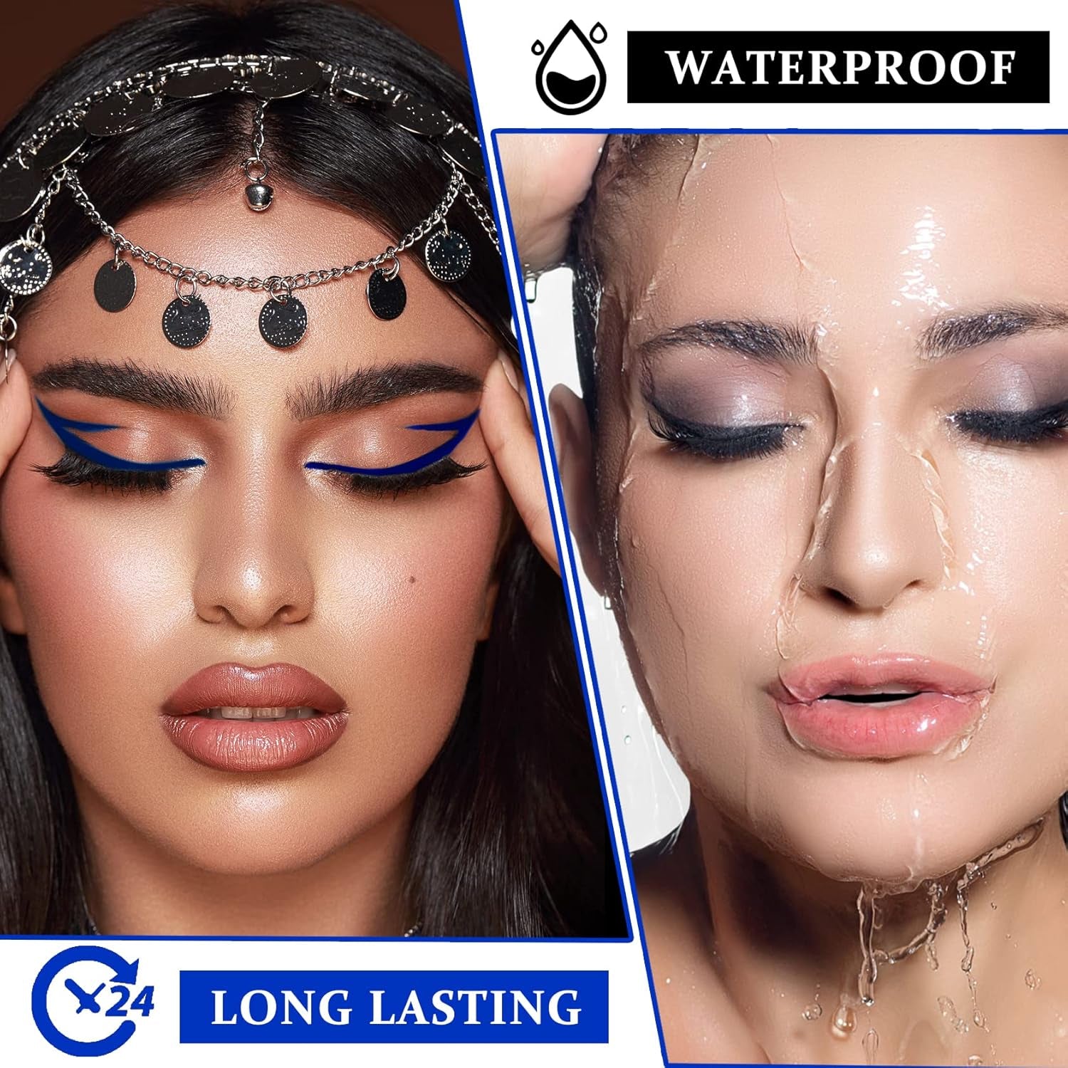 2PCS Liquid Black Eyeliner Pencil Set,Liquid Eye Liner Pen Matte Colorful Eyeliner Waterproof High Pigmented Eye Liner Makeup