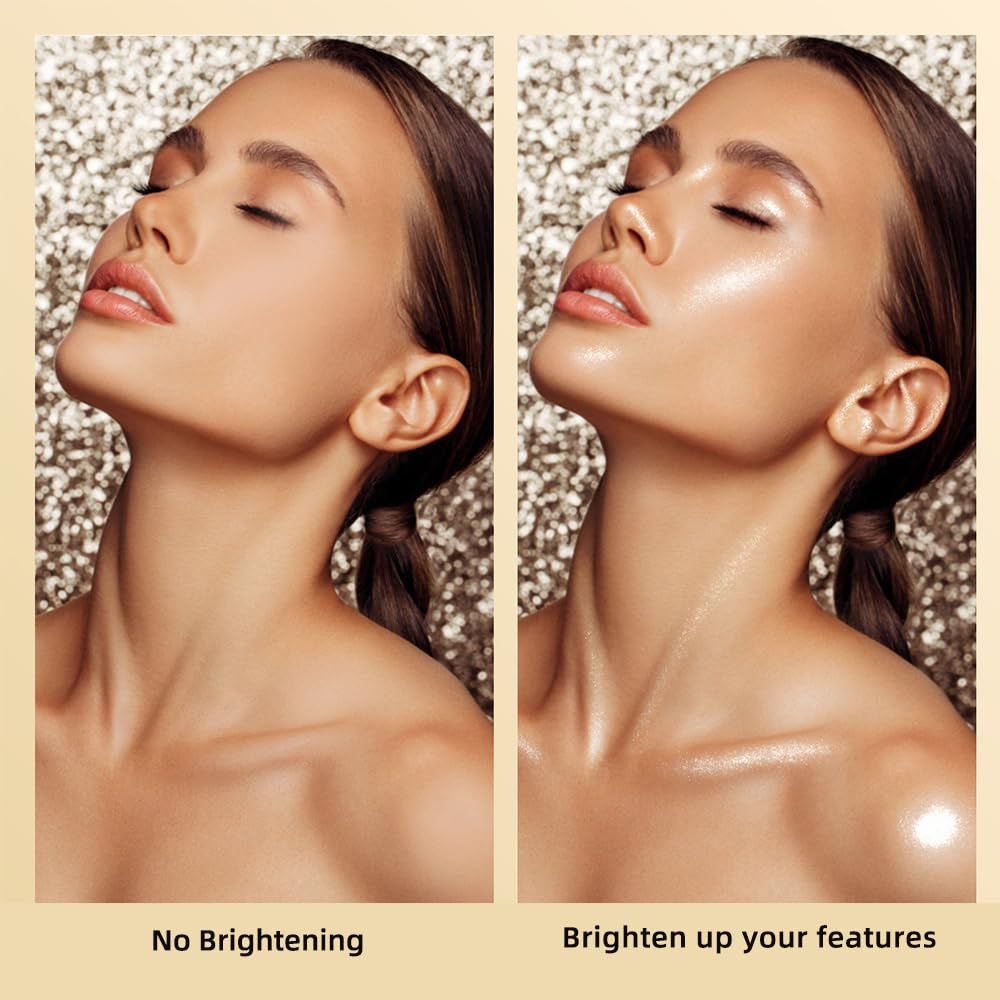 ELESSY Highlighter Makeup Palette,Face Glitter Illuminator Palette,Natural Sparkling Finish Highlighter Powder,High Glossy Shimmer Smooth Baked Powder,Lasting Shining Highlighter Palette -SUN GLOW