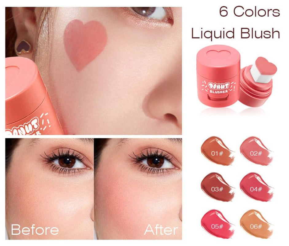 Stamp Liquid Blush Stamp Blush with Heart Shaped Applicator Natural Long Lasting Blush, Light and Airy Makeup for Women (4)