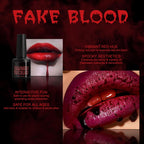 Halloween Fake Blood Makeup Kit Black Eyeshadow Grey Blue Lipstick Red French Press on Nails Realistic Vampire Blood for Eyes Mouth Nose Face Teeth Body Zombie SFX Cosplay Dress up Accessories