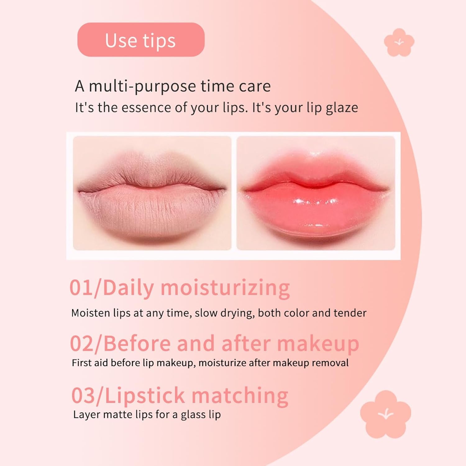Color Changing Lip Oil - Moisturizing & Non-Sticky Lip Gloss with Fresh Texture, Hydrating Tinted Lip Balm for Plumping & Long-Lasting Shine for Women (Peach Oolong)