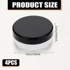 10 Ml/ 0.34Oz Refillable Loose Powder Container 4PCS Plastic Loose Powder Compact Container DIY Empty Makeup Powder Travel Container Case with Elasticated Net Sifter