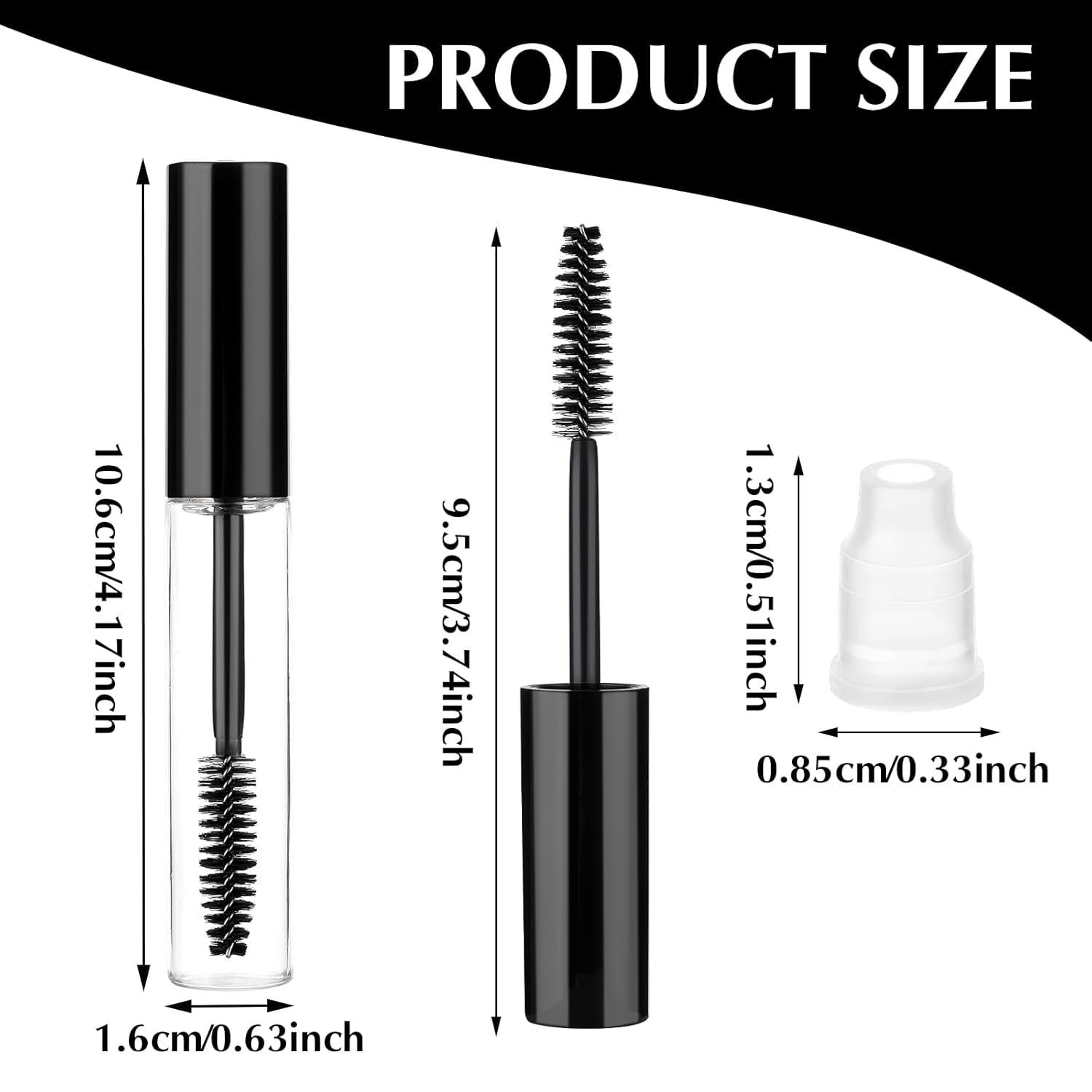 10Ml 10Pcs Empty Mascara Tube and Wand,  Empty Eyelash Serum Tube, Mini Eyelash Bottle with Brush Refillable Clear Mascara Containers for Castor Oil with Leak Stoppers