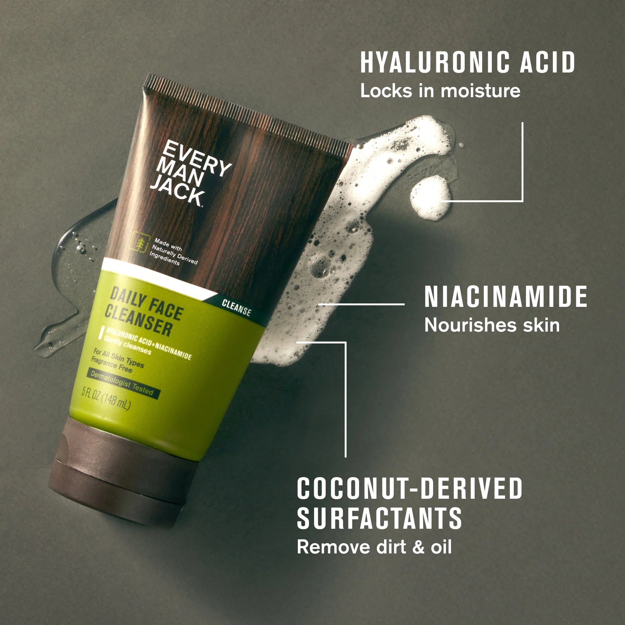 Daily Energizing Fragrance Free Face Wash for Men, All Skin Types, 5 Oz