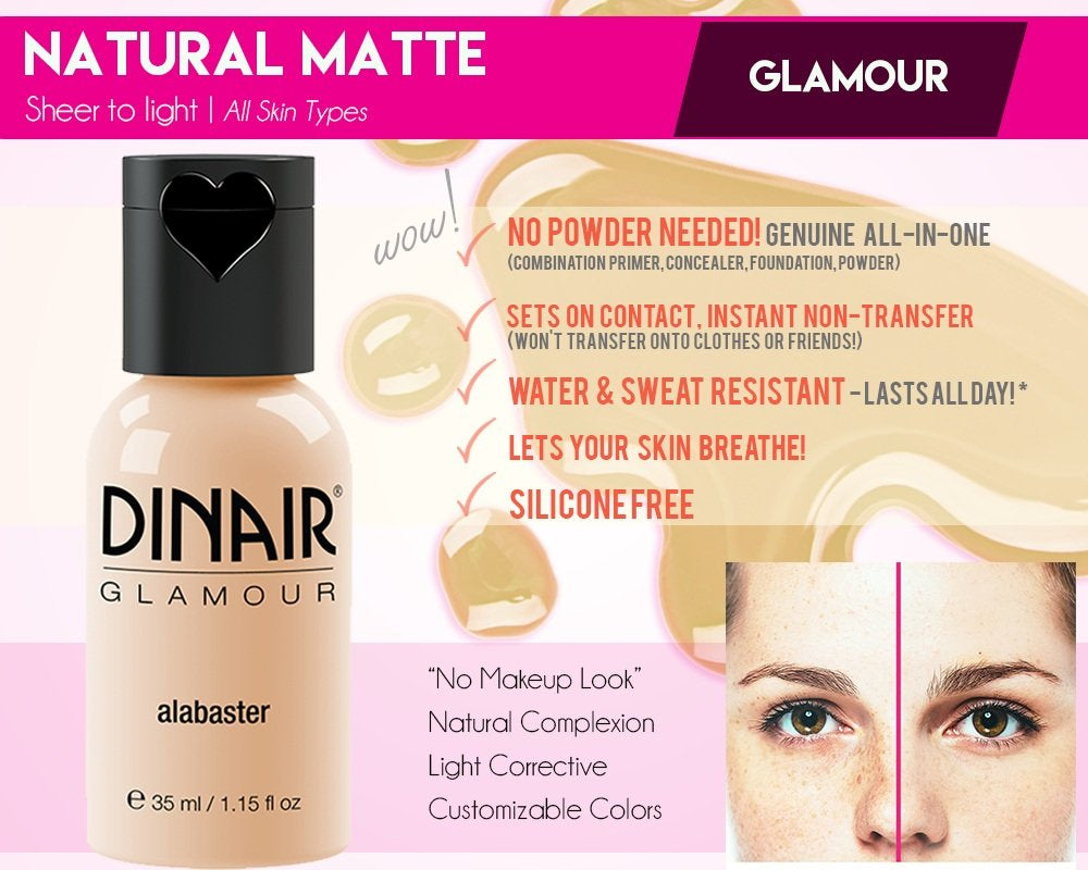 Airbrush Makeup Foundation | Light Golden Beige | GLAMOUR: Natural, Light Coverage, Matte 1.15 Oz.