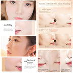 Butterfly Air Cushion Powder Puff BB Cream, Korean Butterfly Cushion CC Cream, Moisturizing Concealer Makeup Base BB Liquid Foundation (2Pcs Natural)