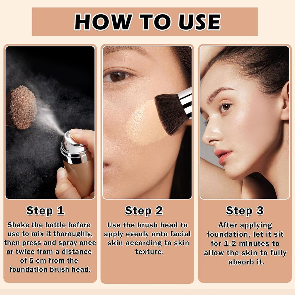 Airbrush Foundation Makeup Airbrush Flawless Setting Spray Foundation Makeup Lightweight Breathable Matte Foundation for Natural Radiant Finish-（02 Beige）